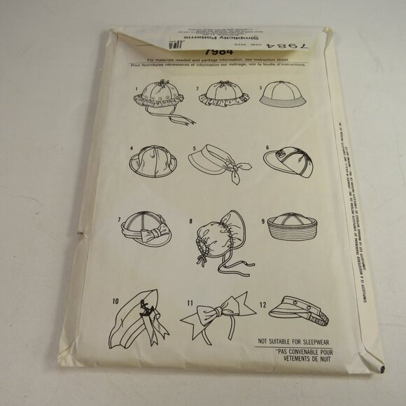 Simplicity 7984 Clothing Patterns Child's Hats UNCUT - Picture 3 of 7
